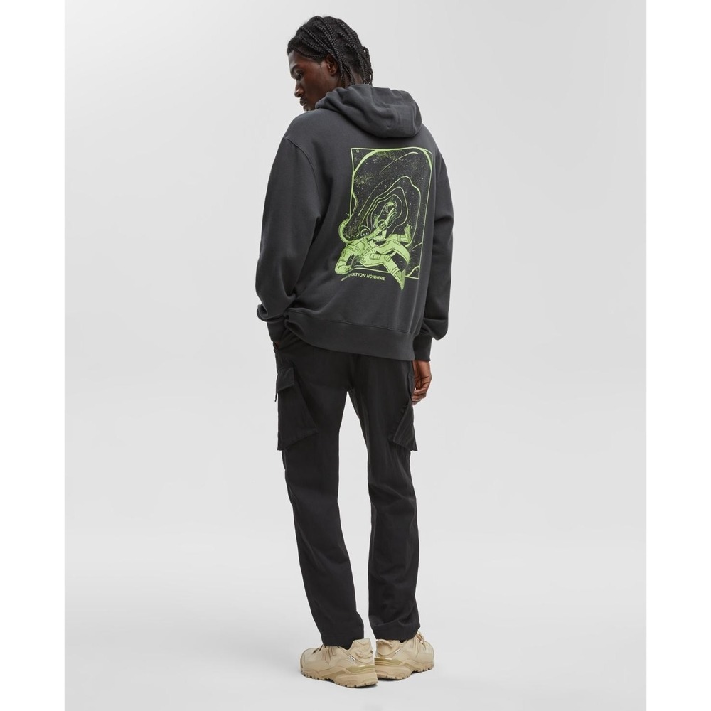 Mode Of One Mens Oversized Graphic Hoodie Jet Grey Destination Nowhere Large